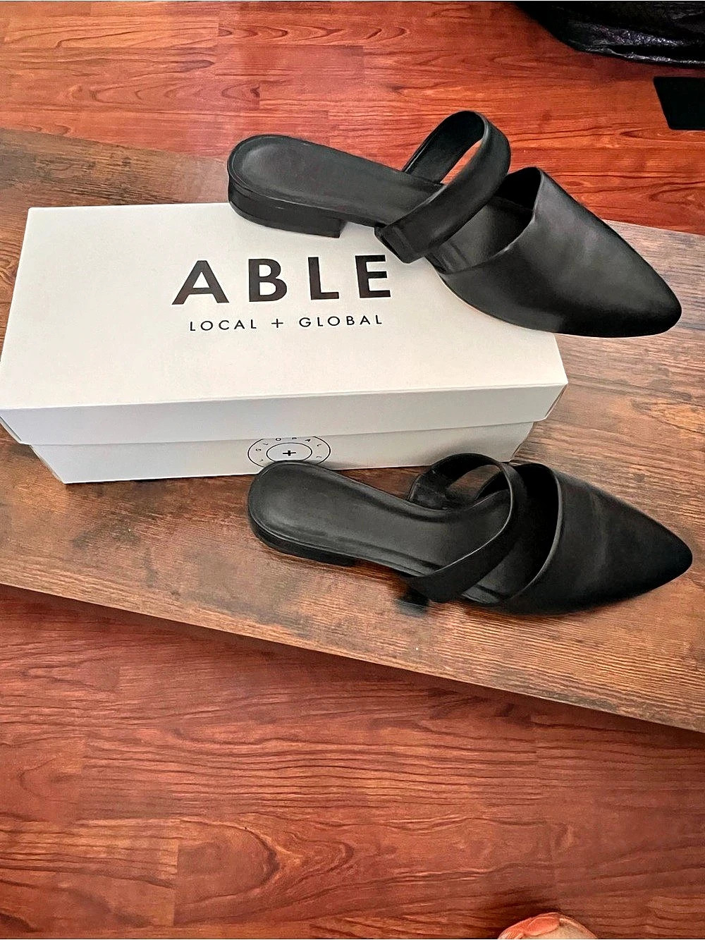 ABLE Pointed-Toe Mules Black US 9 M